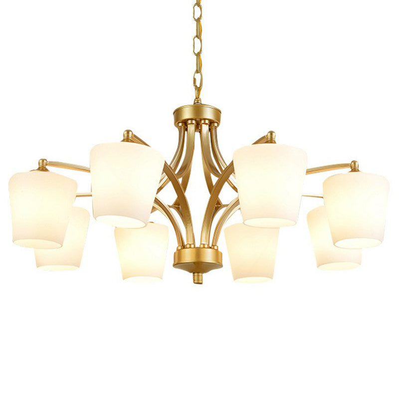 Retro Tapered Chandelier Light With Cream Glass Shades - Ideal Dining Room Lighting