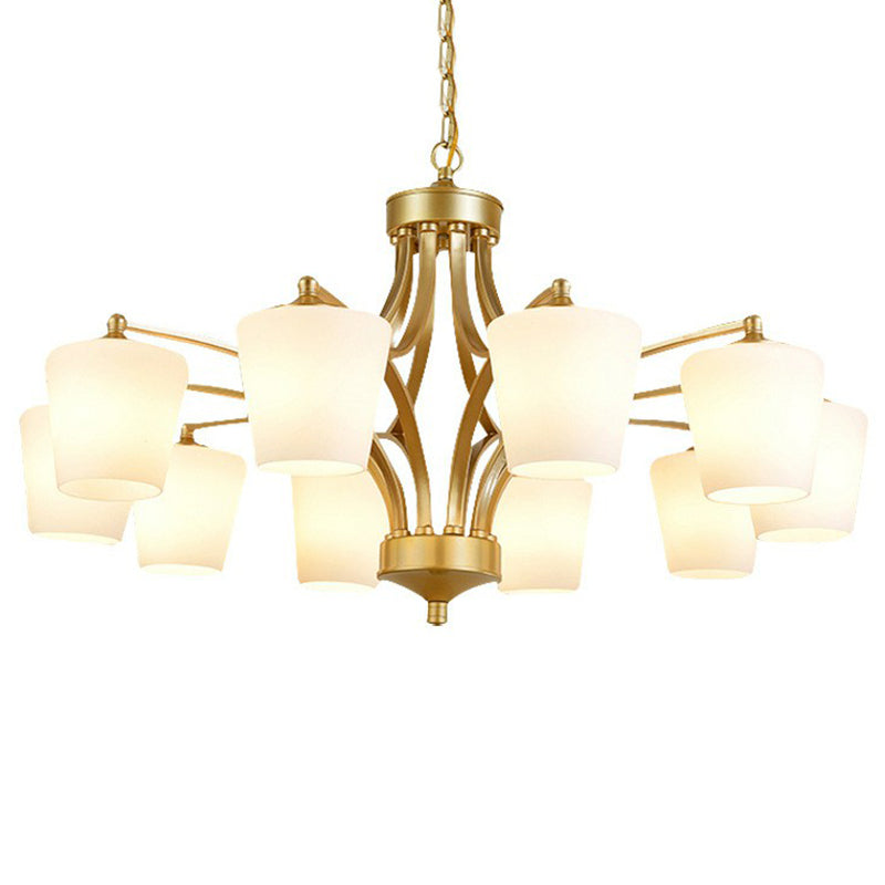 Retro Tapered Chandelier Light With Cream Glass Shades - Ideal Dining Room Lighting