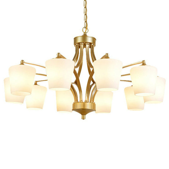 Retro Tapered Chandelier Light With Cream Glass Shades - Ideal Dining Room Lighting 10 / Gold