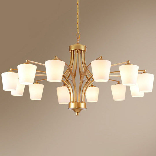 Retro Tapered Chandelier Light With Cream Glass Shades - Ideal Dining Room Lighting