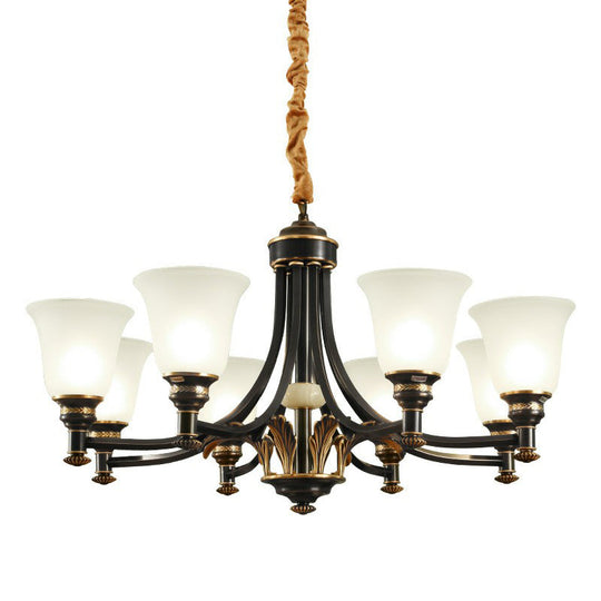 Vintage Flared Shade Chandelier Pendant Light With Cream Glass Ideal For Living Room And Hanging In