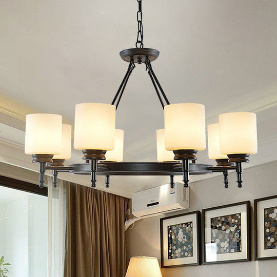 Opal Glass Pendant Chandelier Light For Retro Living Room Décor