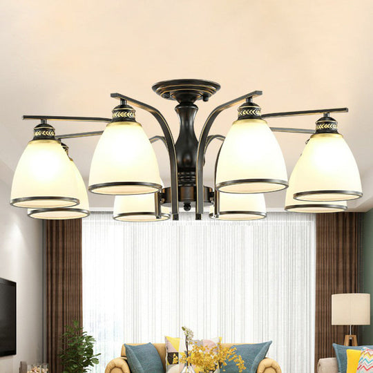 Rustic Semi Flush Glass Chandelier for Living Room