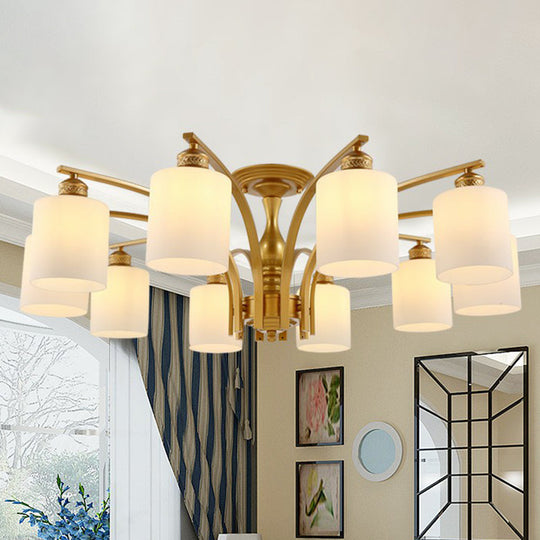 Vintage Metallic Branch Flush Mount Light with Cream Glass Shade - Perfect for Living Room Chandelier