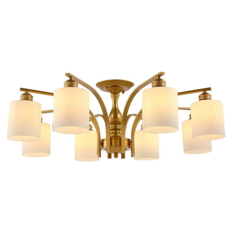 Vintage Metallic Branch Flush Mount Light with Cream Glass Shade - Perfect for Living Room Chandelier