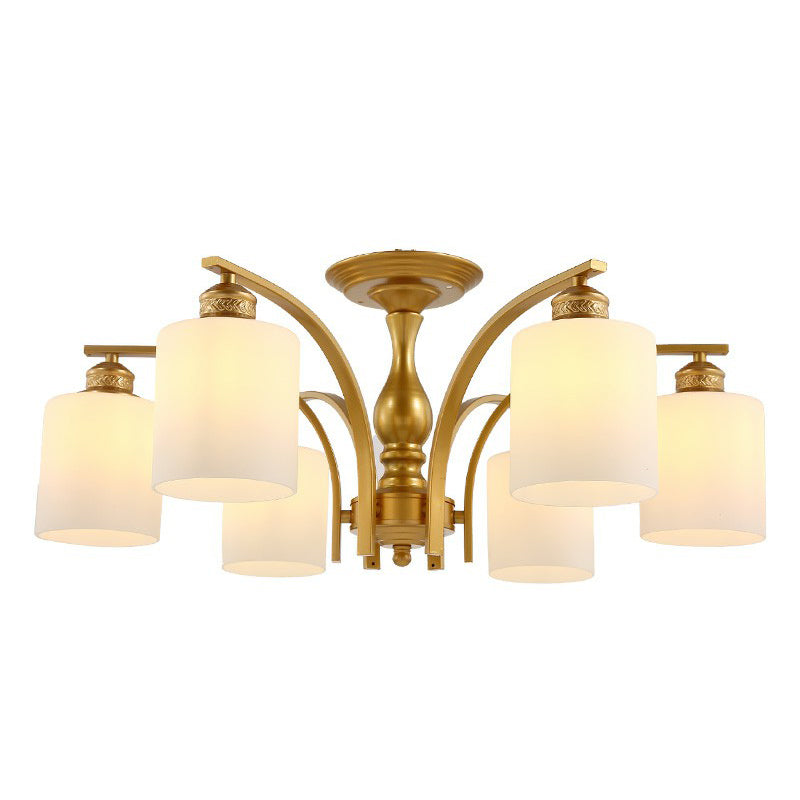 Vintage Metallic Branch Flush Mount Light With Cream Glass Shade - Perfect For Living Room