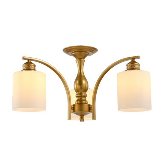 Vintage Metallic Branch Flush Mount Light with Cream Glass Shade - Perfect for Living Room Chandelier