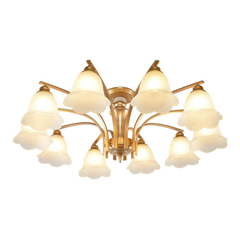 Vintage Metallic Branch Flush Mount Light with Cream Glass Shade - Perfect for Living Room Chandelier