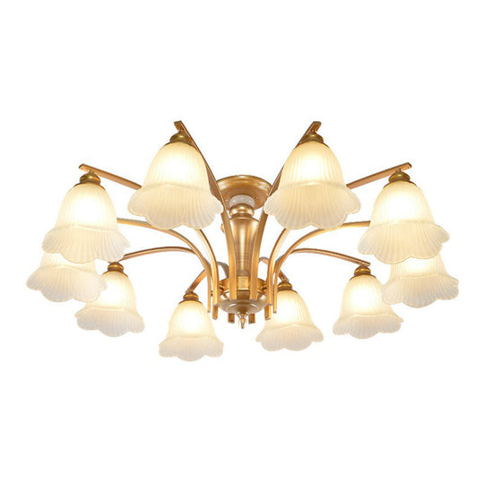 Vintage Metallic Branch Flush Mount Light With Cream Glass Shade - Perfect For Living Room