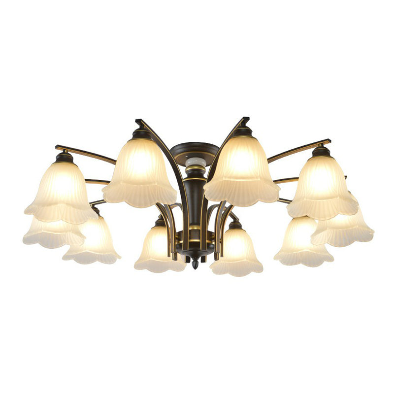 Vintage Metallic Branch Flush Mount Light with Cream Glass Shade - Perfect for Living Room Chandelier