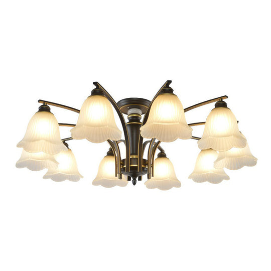 Vintage Metallic Branch Flush Mount Light With Cream Glass Shade - Perfect For Living Room