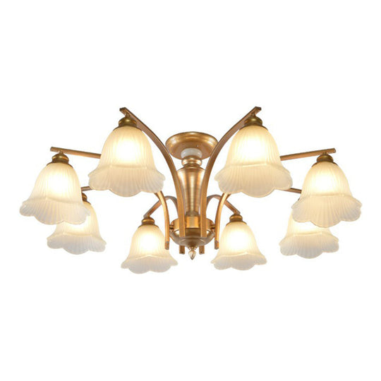 Vintage Metallic Branch Flush Mount Light with Cream Glass Shade - Perfect for Living Room Chandelier