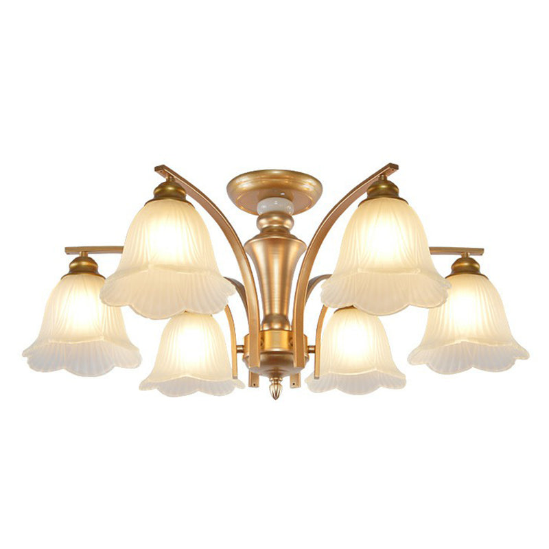 Vintage Metallic Branch Flush Mount Light with Cream Glass Shade - Perfect for Living Room Chandelier