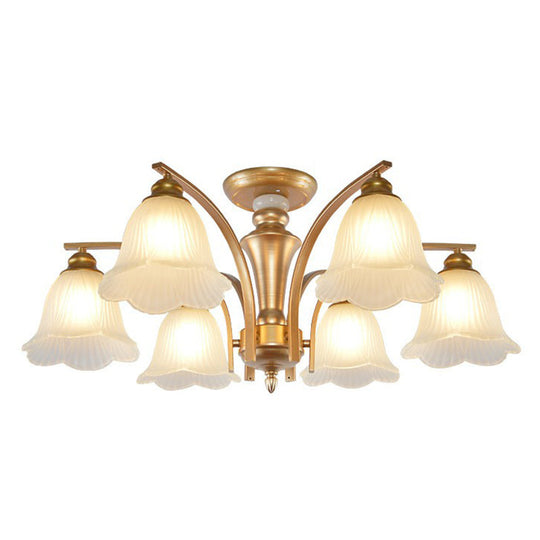 Vintage Metallic Branch Flush Mount Light with Cream Glass Shade - Perfect for Living Room Chandelier