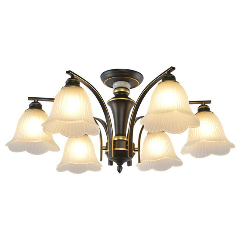 Vintage Metallic Branch Flush Mount Light with Cream Glass Shade - Perfect for Living Room Chandelier