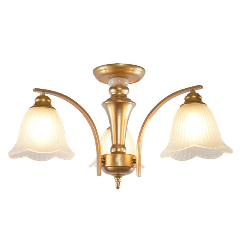 Vintage Metallic Branch Flush Mount Light with Cream Glass Shade - Perfect for Living Room Chandelier