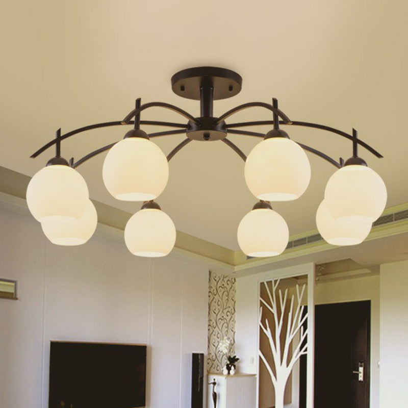 Modern Black Frost Glass Sphere Chandelier - Perfect for Living Room Ceiling