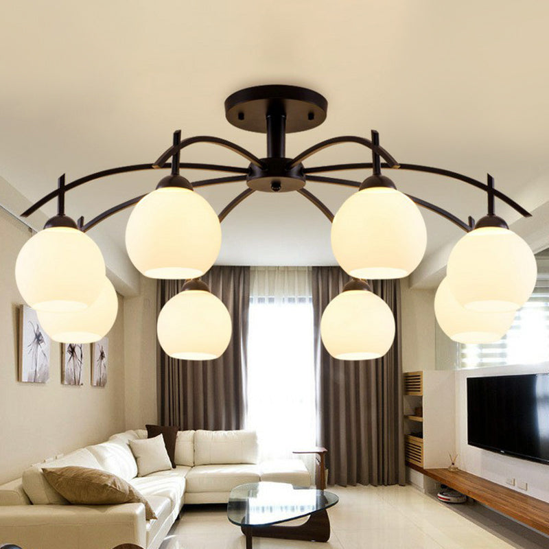 Modern Black Frost Glass Sphere Chandelier - Perfect for Living Room Ceiling