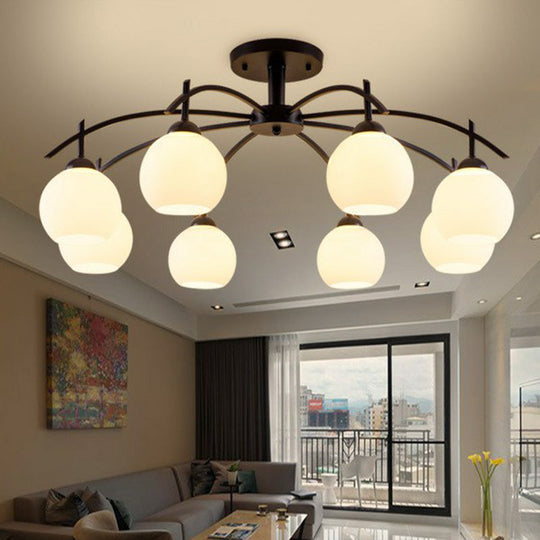 Modern Black Frost Glass Sphere Chandelier - Perfect for Living Room Ceiling