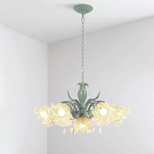 Ruffle Frost Glass Chandelier - Korean Garden Dining Room Pendant Light