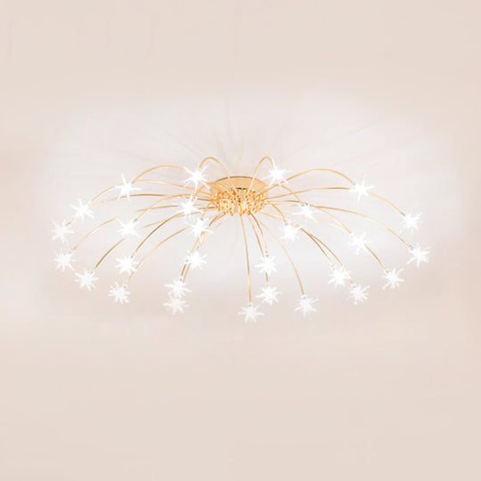 Contemporary Metal Semi Flush Mount Firework-Shaped Ceiling Light with LED Lights - Chrome/Gold Finish - 12/15/21 Lights