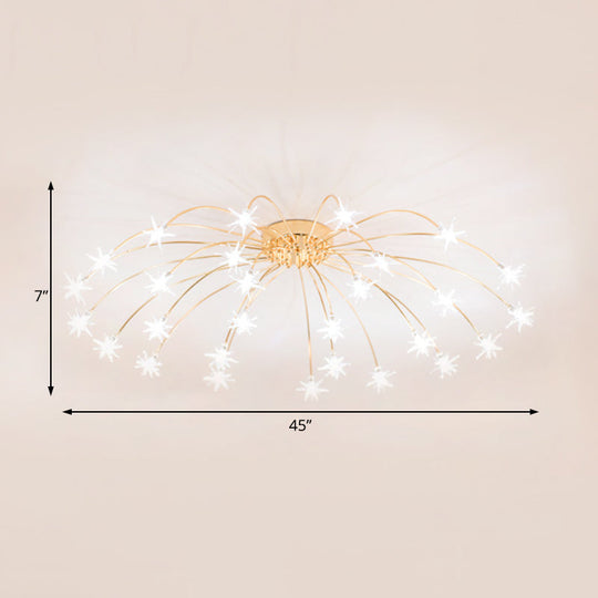 Contemporary Metal Semi Flush Mount Firework-Shaped Ceiling Light with LED Lights - Chrome/Gold Finish - 12/15/21 Lights