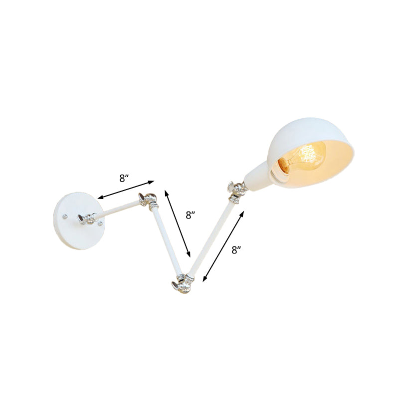 Retro Swing Arm Wall Lamp - Metallic Mini Sconce Light In White For Study Room