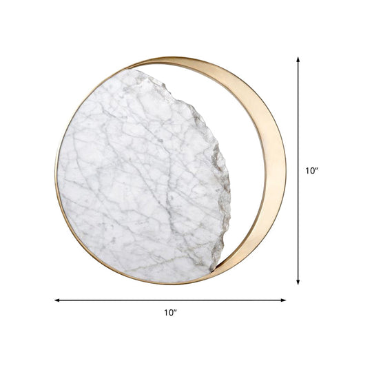 Modern Round Marble And Acrylic White Led Wall Sconce For Bedroom