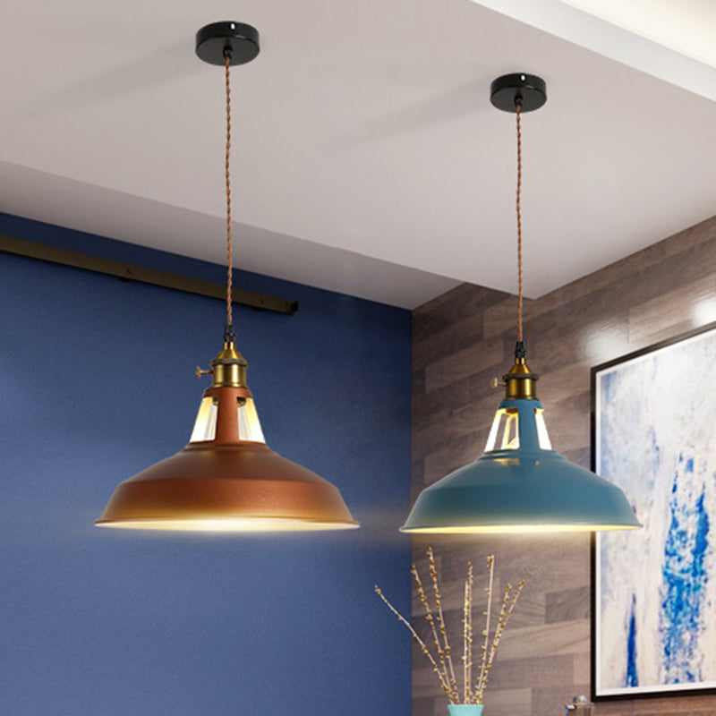 Barn Pendant Lighting Fixture - Industrial Metal Ceiling Light For Dining Room Beige/Blue/Green