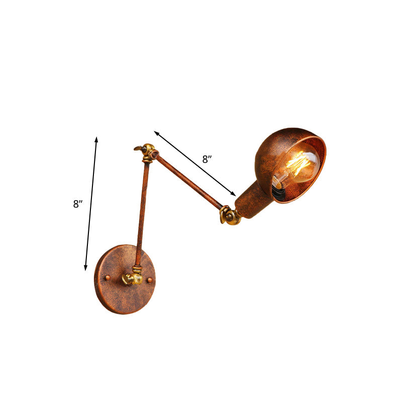 Antique Style Rust Domed Wall Light With Swing Arm - Ideal For Reading And Living Room Décor