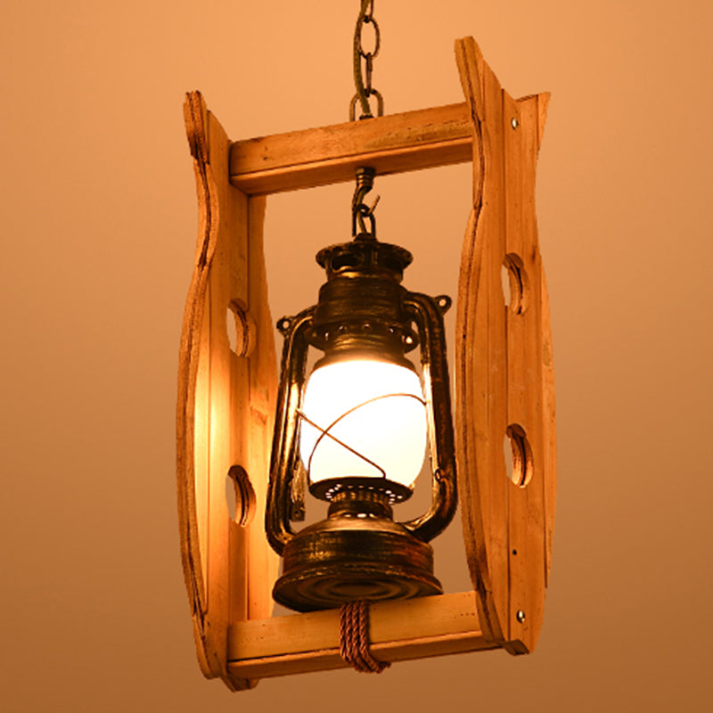 Vintage Style House/Fish Opal Glass Pendant Light In Weathered Copper - 1-Light Hanging Ceiling