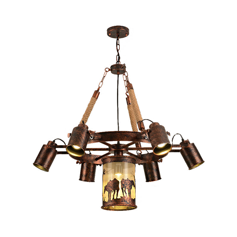 Vintage Metal Chandelier: Weathered Copper Dining Room Pendant Light (4 Or 7 Lights)