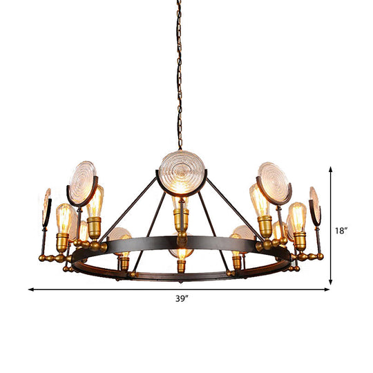 Clear Textured Glass Chandelier Lighting: Industrial Pendant With 6/8 Lights In Brass For Dining