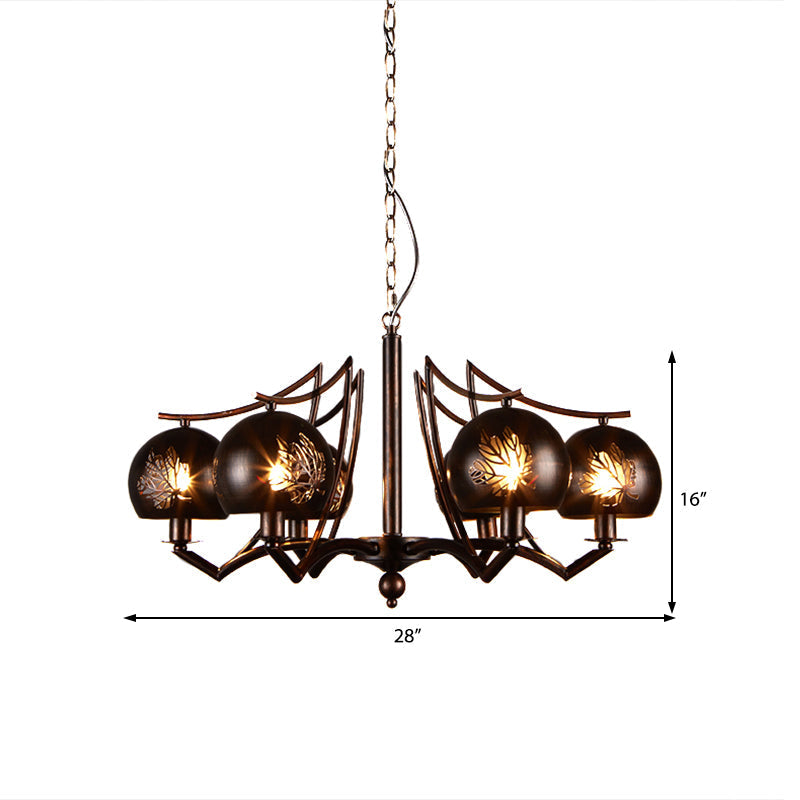 Vintage Rustic 6-Light Metal Hanging Chandelier – Bubbled Etched Ceiling Light for Dining Room