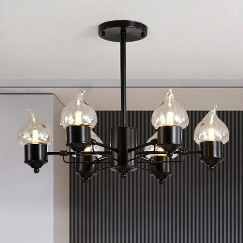 Cylindrical Glass Pendant Chandelier with Industrial 3/6 Lights - Ideal for Living Room, Includes Round Canopy