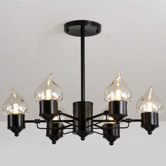 Industrial Clear Glass Cylinder Hanging Chandelier - 3/6 Light Pendant For Living Room With Round