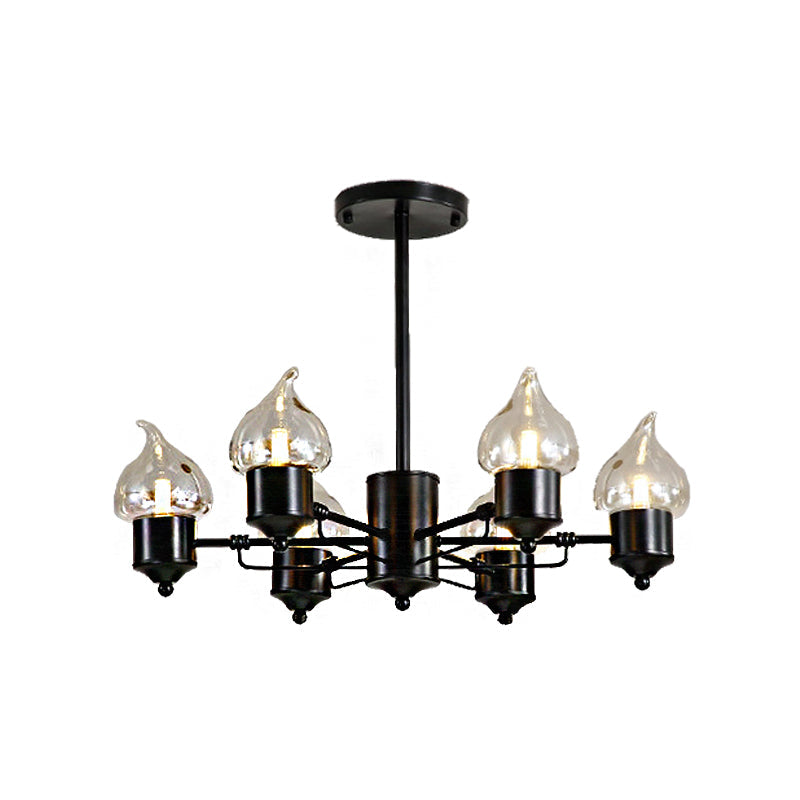 Cylindrical Glass Pendant Chandelier with Industrial 3/6 Lights - Ideal for Living Room, Includes Round Canopy