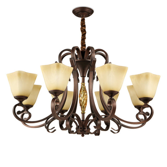 Frosted Glass Bell Chandelier - Classic Lighting For Living Room 5/6/8 Lights Rust Finish