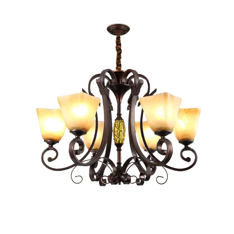 Frosted Glass Bell Chandelier - Classic Lighting For Living Room 5/6/8 Lights Rust Finish