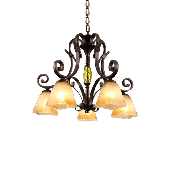 Frosted Glass Bell Chandelier - Classic Lighting For Living Room 5/6/8 Lights Rust Finish