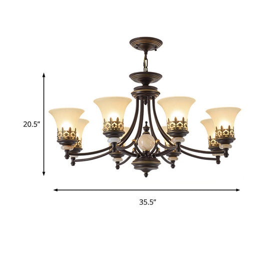 Traditional Bronze Bell Chandelier Lamp With Frosted Glass - 3/5/6 Lights For Living Room