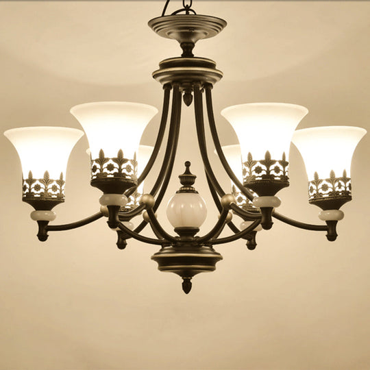 Traditional Bronze Bell Chandelier Lamp With Frosted Glass - 3/5/6 Lights For Living Room 6 /