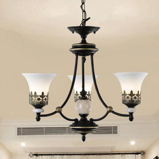 Traditional Bronze Bell Chandelier Lamp With Frosted Glass - 3/5/6 Lights For Living Room 3 /