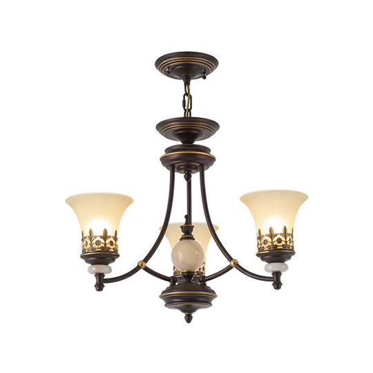 Traditional Bronze Bell Chandelier Lamp With Frosted Glass - 3/5/6 Lights For Living Room