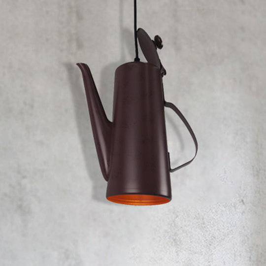 Bronze Industrial Metal Teapot Shaped Pendant Light – 1 Light Hanging Lamp for Indoor Use