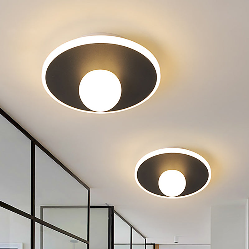 Contemporary LED Flush Lamp with Acrylic Shade and Mount in White or Black