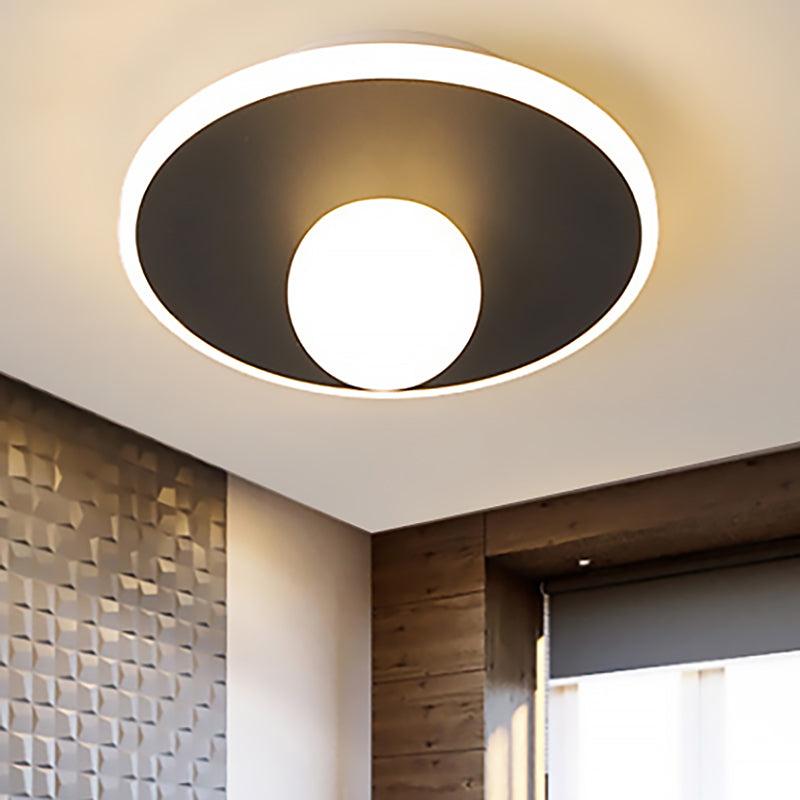 Contemporary LED Flush Lamp with Acrylic Shade and Mount in White or Black