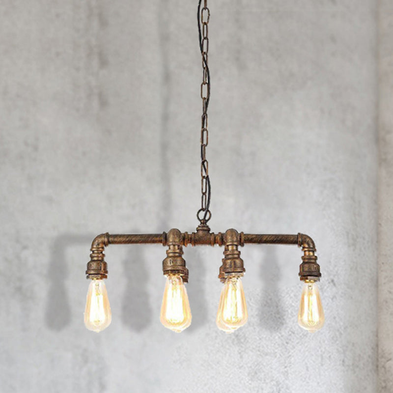 Industrial Black/Bronze Pendant Lighting - 6-Light Metal Chandelier For Dining Room With Chain And