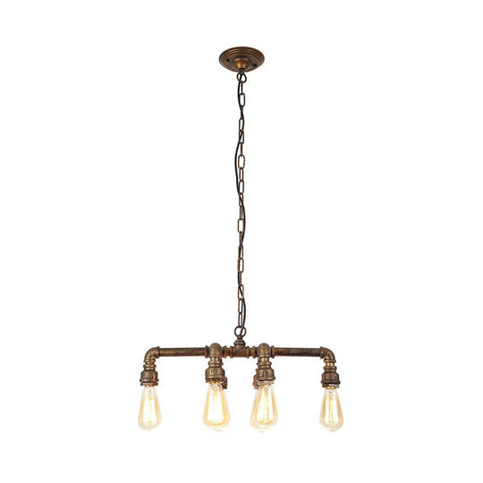 Industrial Black/Bronze Pendant Lighting - 6-Light Metal Chandelier For Dining Room With Chain And