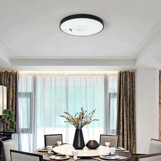 Modern New Flower Bird Round Bedroom Ceiling Lamp